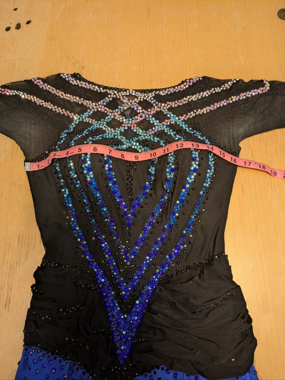 Smooth Ballroom Competition Dress - Black and Royal Blue - Picture 6 of 7